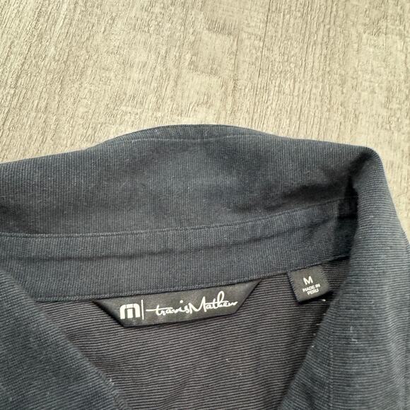 Travis Mathew Polo Shirt Men's Medium Black Solid Golf Golfing Pima Cotton - Picture 5 of 10